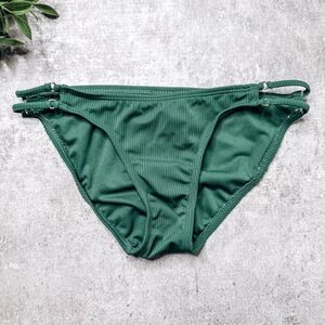Xhilaration Green Ribbed Bikini Swim Bottom Full Coverage Size Small